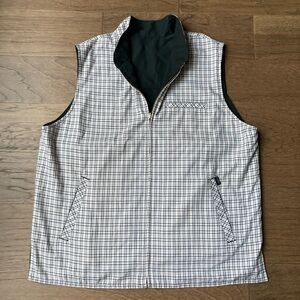 Liz Golf Plaid and Black Reversible Vest Women’s-Size Large